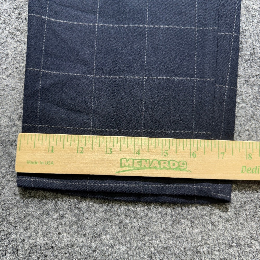 Express Slim Pleated Dress Pants Mens 36x34 Blue Windowpane Plaid Cotton Stretch - Picture 13 of 16